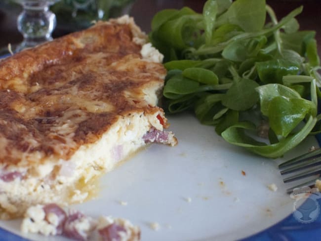 Quiche tomates cerises feta lardons