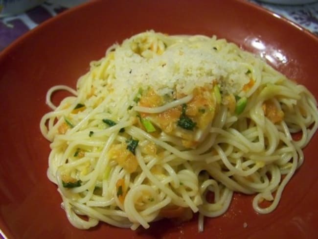 Spaghettis à la checca ou pâtes à l'ail