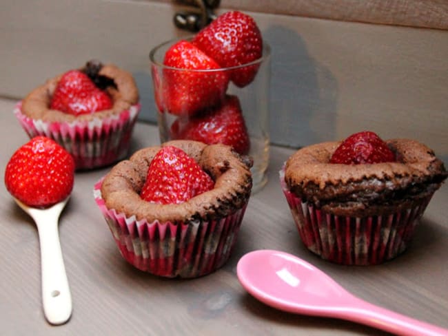 Muffins ultra moelleux : fraise et chocolat fleur de sel