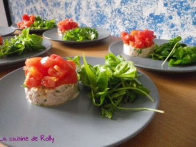 Tartare de tomates et rillettes de thon