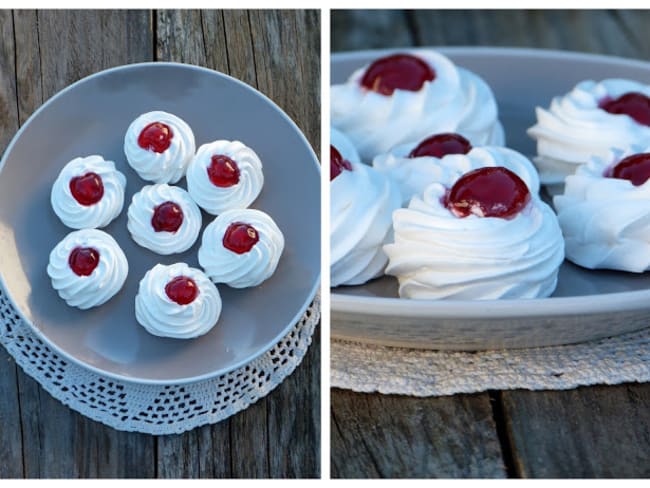 Meringues aux cerises confites