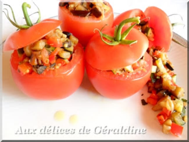 Tomate farcie aux petits légumes.