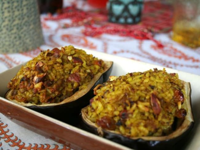 Aubergines farcies au riz parfumé