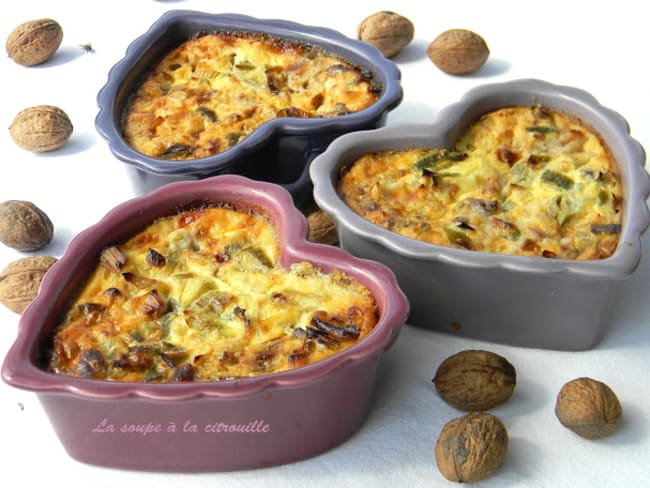 Clafoutis au roquefort aux noix et aux poireaux