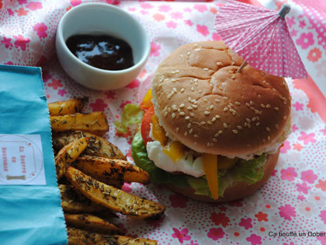 Burger tomate-mozza-poivron et Potatoes maison