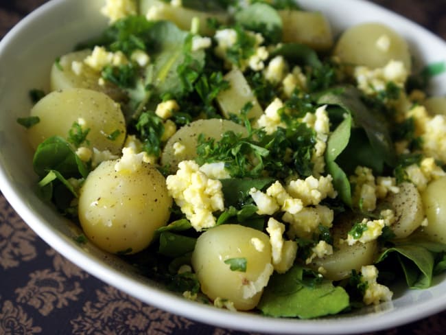 Salade cressonnière (pommes de terre, oeufs durs, cresson)