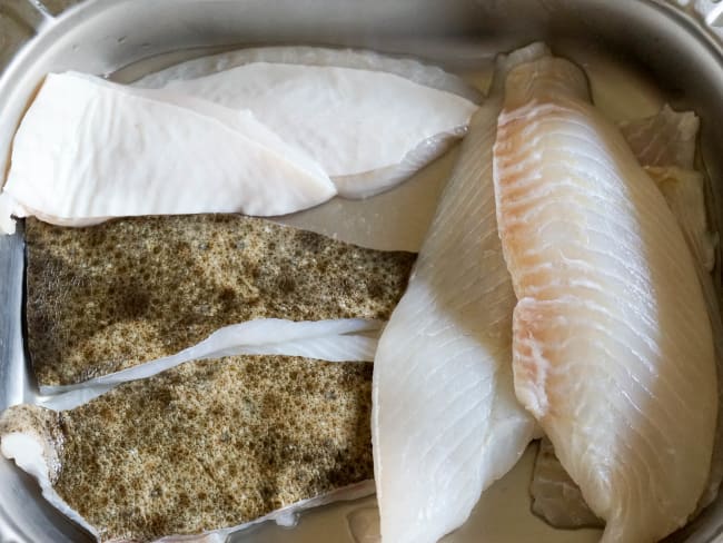 Blancs de turbot sur blancs de poireaux