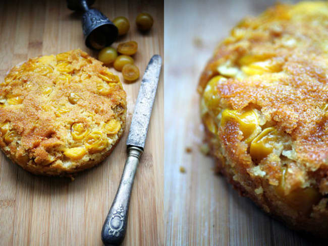 Gâteau renversé aux mirabelles et à la liqueur d’olive