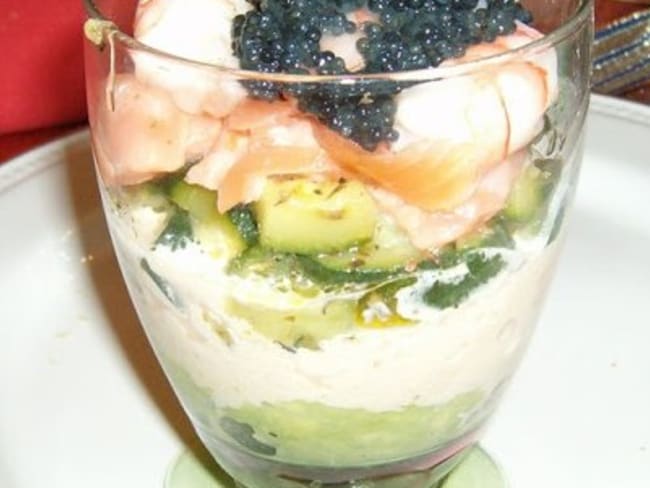 Verrine de saumon et courgettes