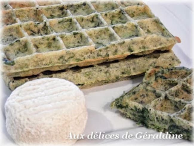 Gaufres épinards, chèvre à la farine de sarrasin