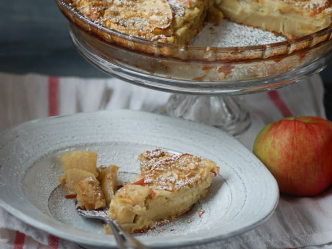 Clafoutis aux pommes, farine de châtaigne et tournesol