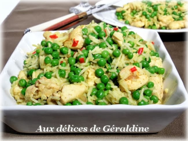 Curry de poulet au lait de coco et petits pois