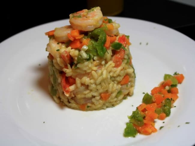 Risotto de crevettes sautées aux fruits de la passion