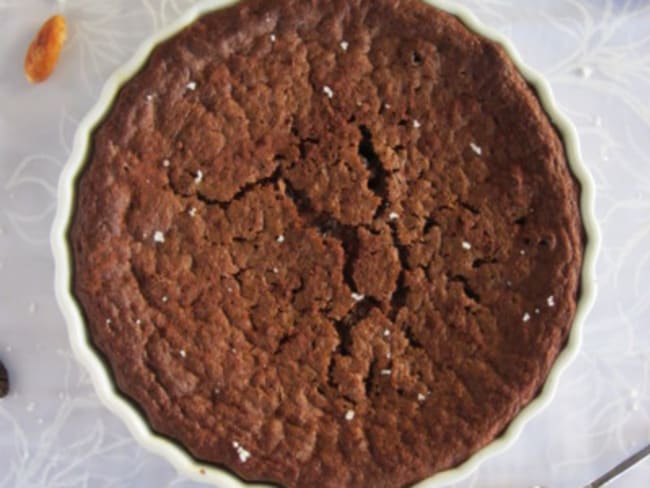 Fondant au chocolat, gruè de cacao et fleur de sel