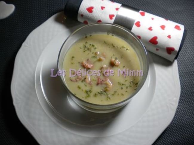 Velouté d’endives aux crevettes grises