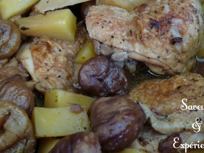 Poulet Sauté, Fruit à Pain et Châtaignes