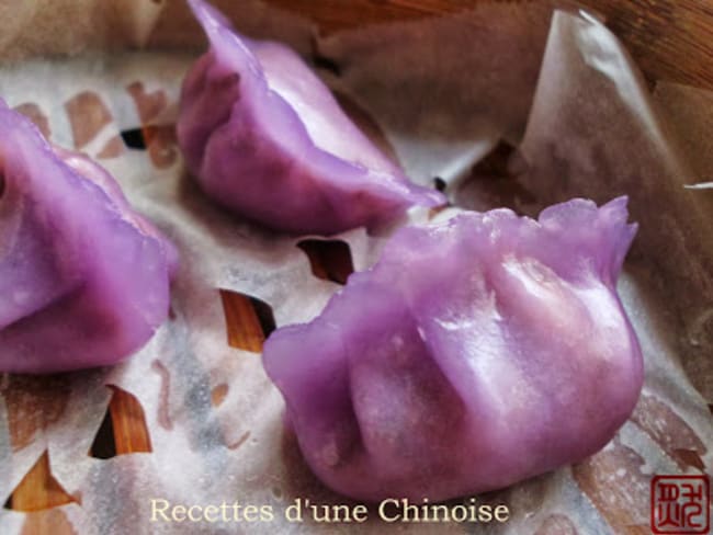 Raviolis vapeur violets végétariens