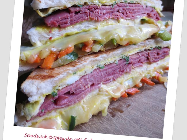 Sandwich triplex de bœuf et omelette aux légumes