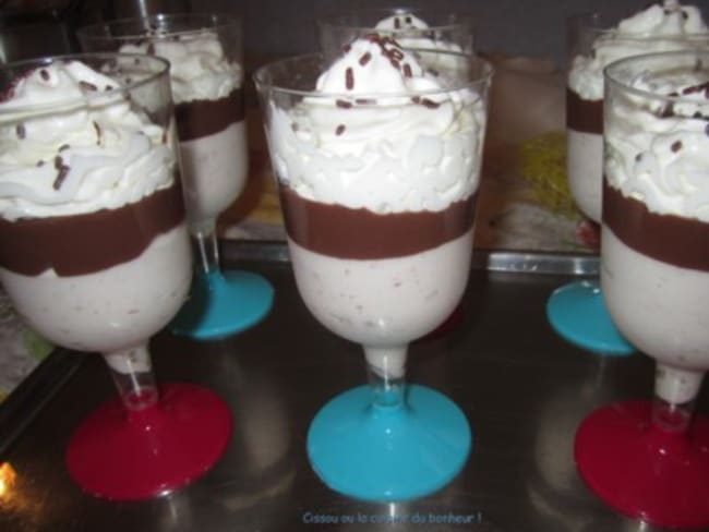 Mousse aux marrons sauce chocolat et chantilly