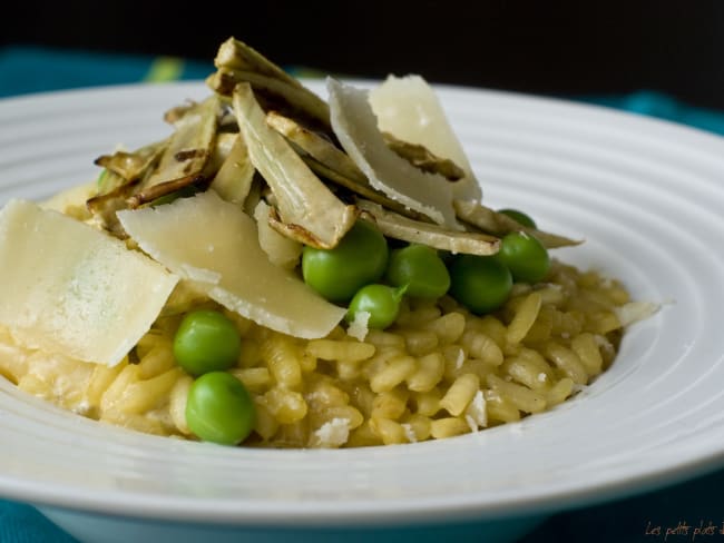 Risotto artichauts poivrade et petits pois