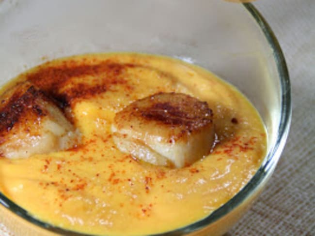 Velouté de carottes au cumin et noix de Saint Jacques