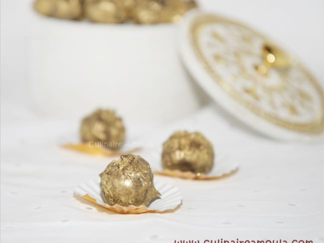 Truffes chocolat, caramel au beurre salé et ananas confits