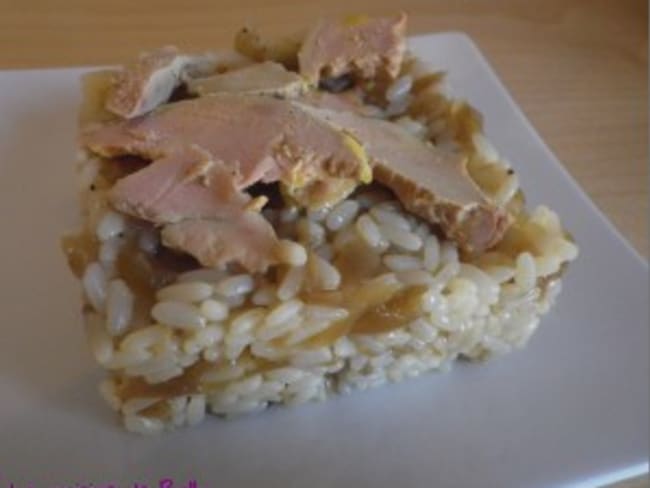 Risotto au foie gras et compotée d'oignons