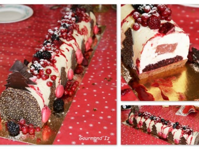 Bûche chocolat blanc et fruits rouges