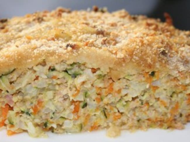 Gratin de courge et courgettes au riz et jambon