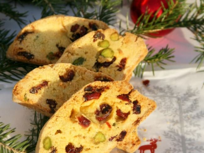 Biscottis pistaches et cranberries