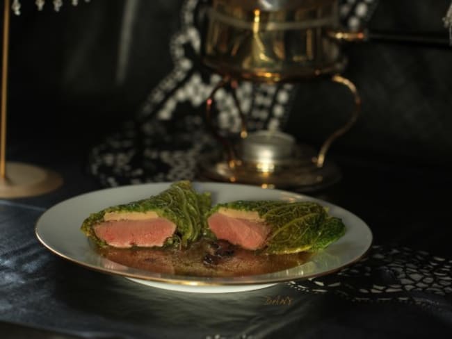 Chartreuse de pigeon au foie gras, jus truffé pour les fêtes