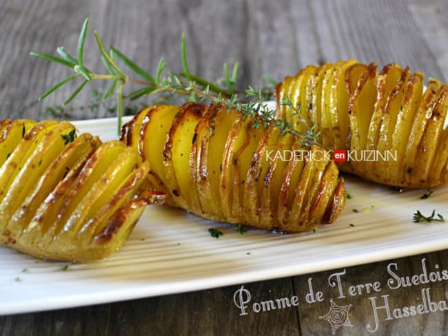 Hasselback pomme de terre suédoise pour accompagner viande ou poisson