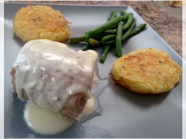 Filet mignon au maroilles et paillassons de pommes de terre