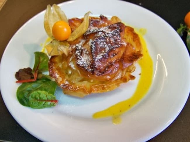 Croustades au foie gras, pommes et sauce aux clémentines corses IGP