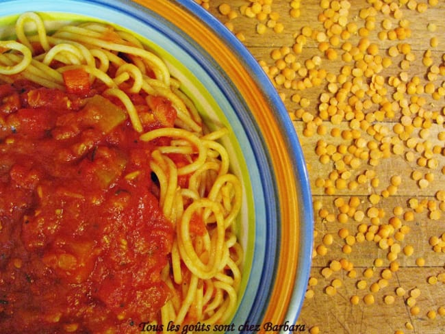 Sauce à spaghetti aux lentilles corail