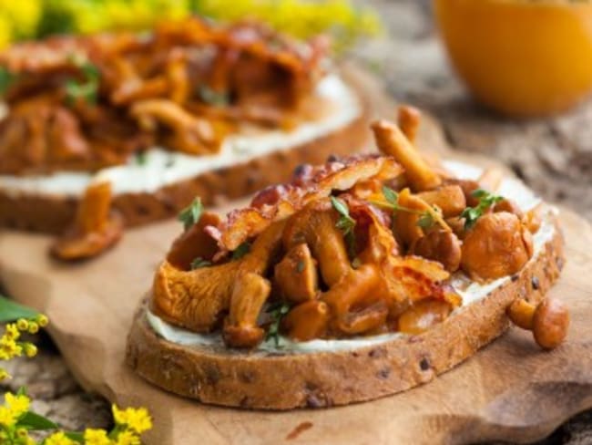 Bruschetta aux champignons à la plancha