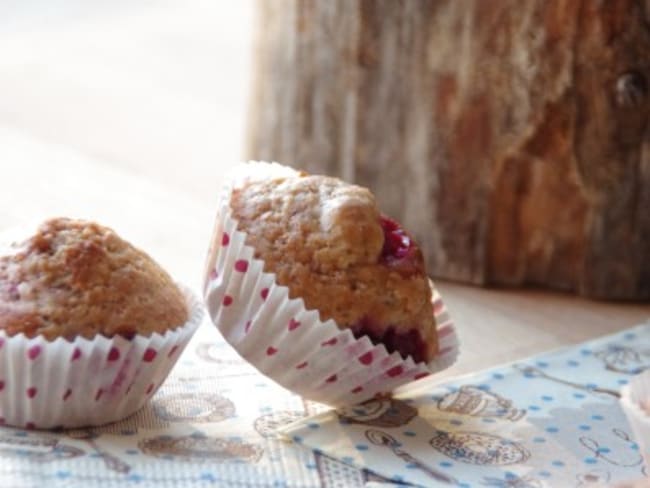 Muffins aux framboises, soja et vanille