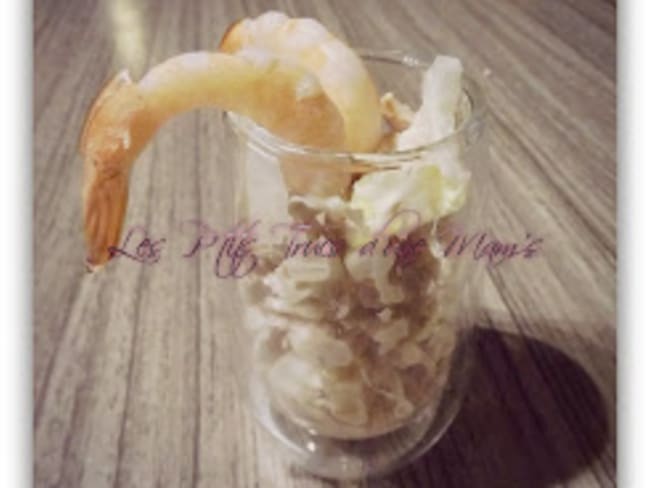 Verrine endive, thon et crevettes