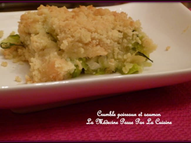 Crumble de poireaux, saumon et estragon