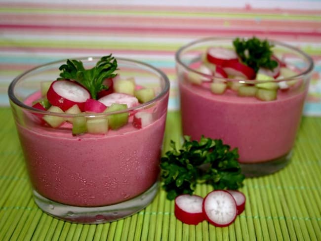 Mousse de betterave et légumes croquants