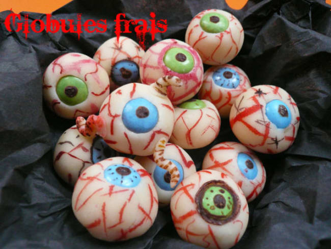 Horribles yeux en pâte d'amande pour halloween