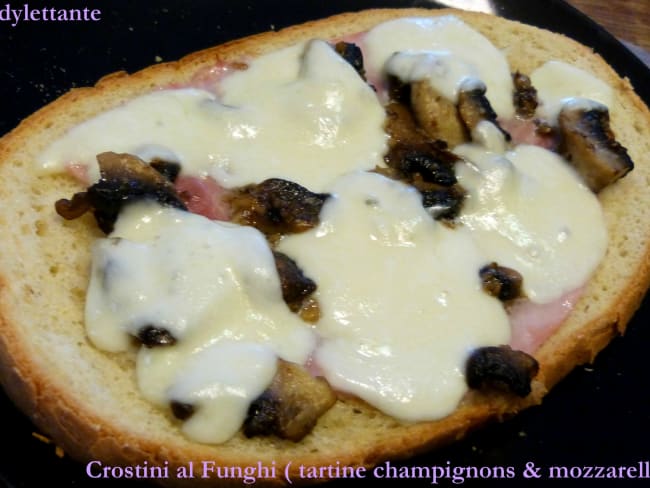 Tartines aux Champignons, Jambon et Mozzarella