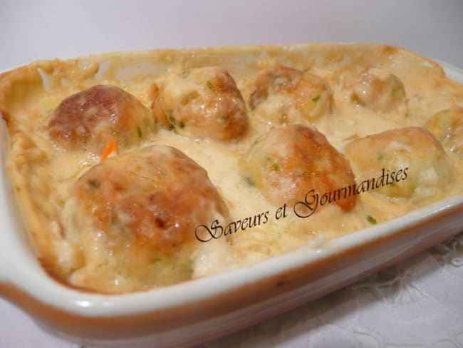 Gratin de boulettes au poulet