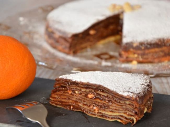 Gâteau de crêpes chocolat noisettes