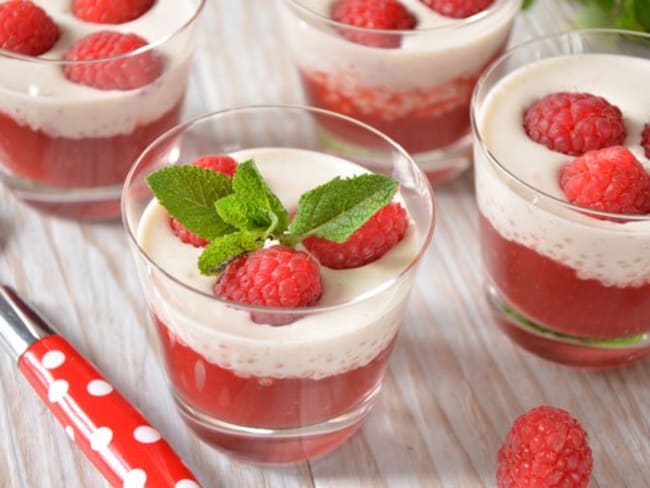 Perles du Japon, soupe de fraises et framboises