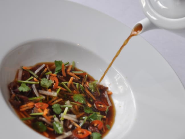 Petite soupe pimentée au boeuf et gingembre pour la saint-valentin