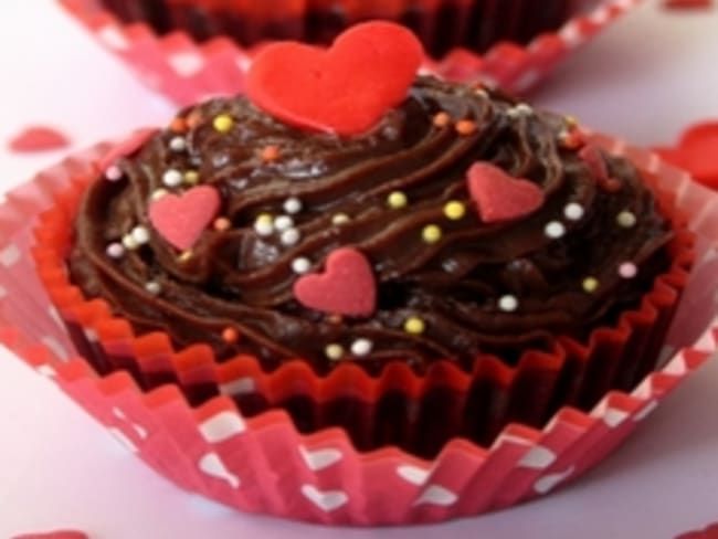 Cupcakes de Saint-Valentin tout chocolat