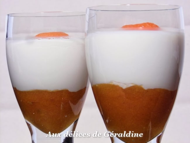 Panna cotta à la vanille sur sa compotée d'abricots épicés