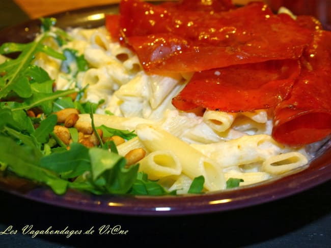 Pennes à la Bresaola et crème de parmesan