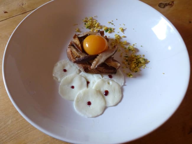 Oeufs de Poule aux chamoignons Shitaké en trois cuissons